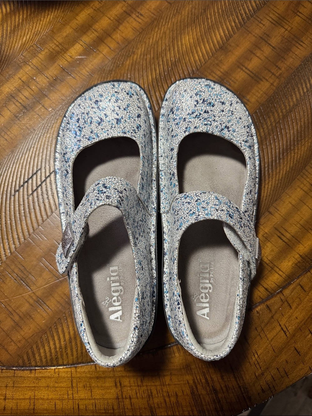 Alegria Mary Jane - Silver with Blue Speckles